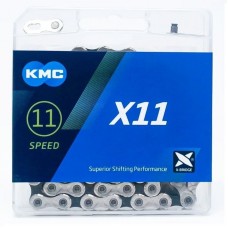 Цепь KMC X11 11 скоростей с замком, 114 звеньев, серебряный/черный + замок