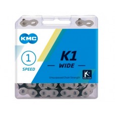 Ланцюг KMC K1 Wide Single-speed 110 звеньев, Silver/Black + замок K1-W